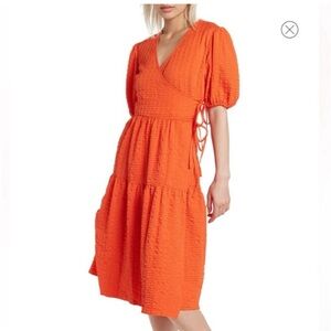 Top shop orange/red midi wrap dress